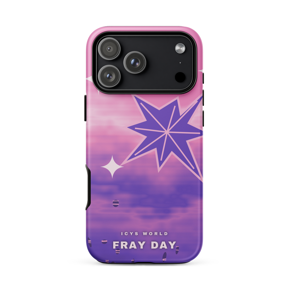 ICYS WORLD Fray Day iPhone case on iPhone 18 Pro Max, matte finish