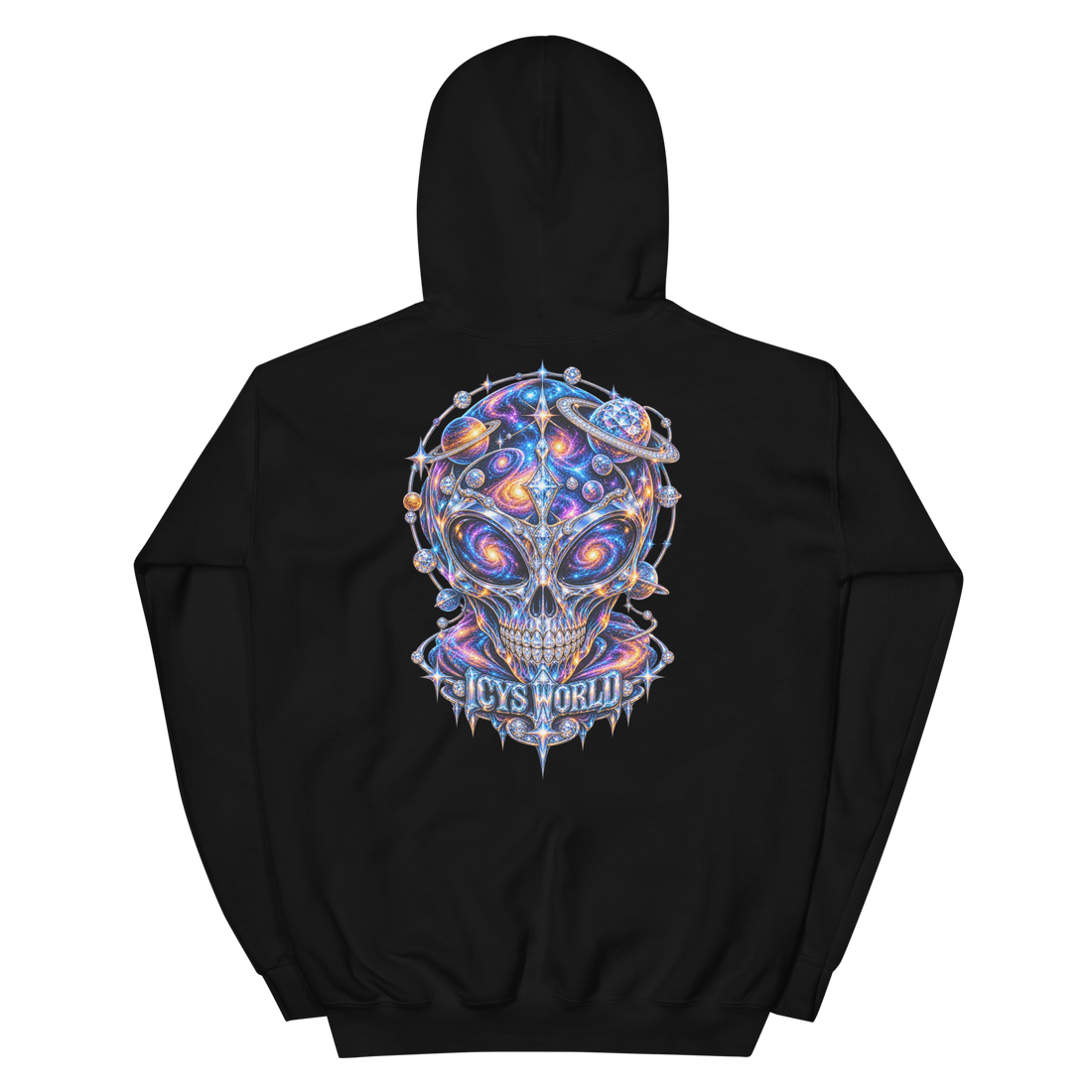 ICYS WORLD Galaxy Skull iced-out hoodie, back print