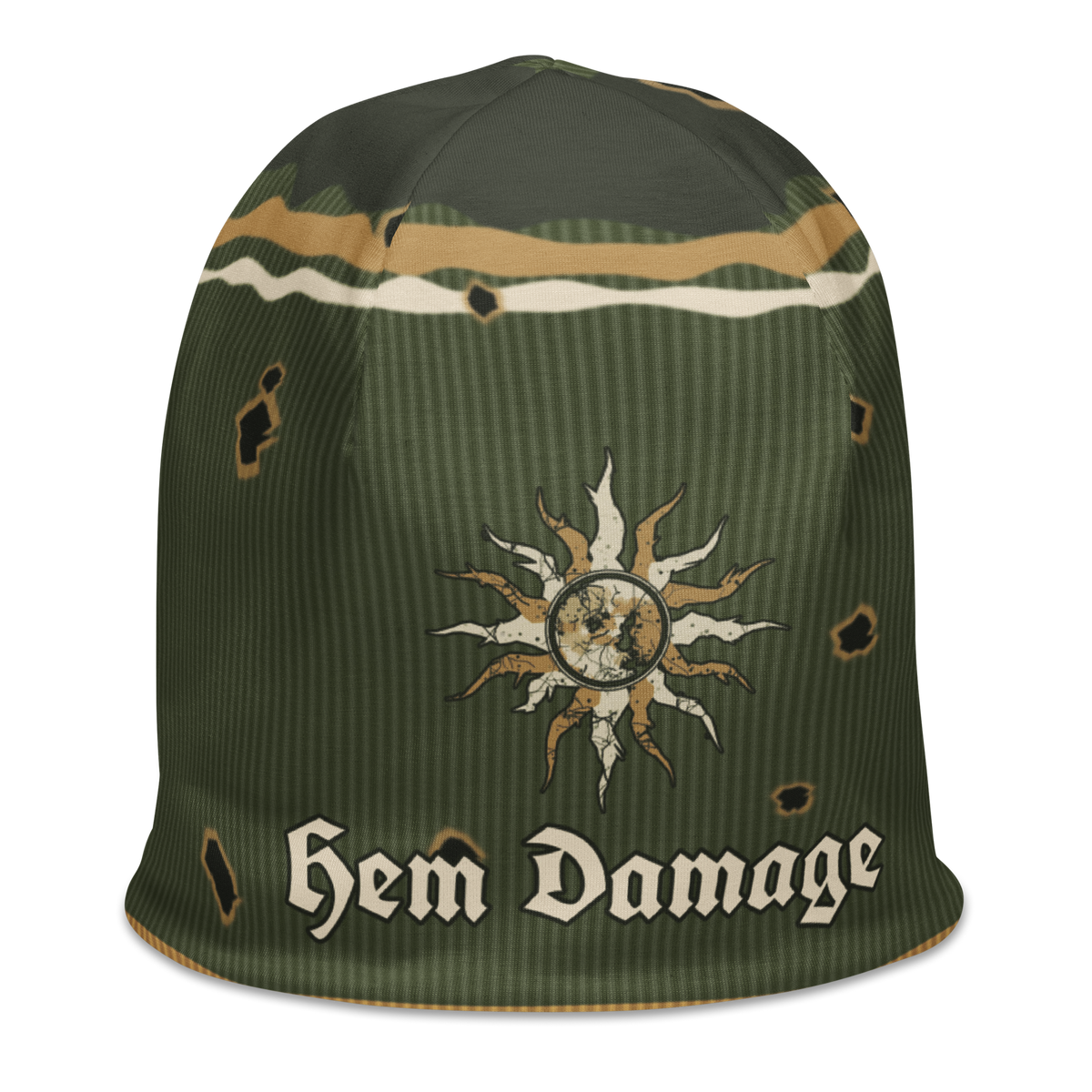 ICYS WORLD Hem Damage beanie, right front view