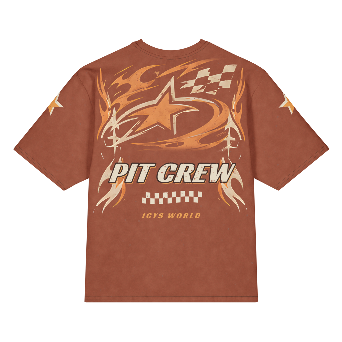 ICYS WORLD Pit Crew tee, back view