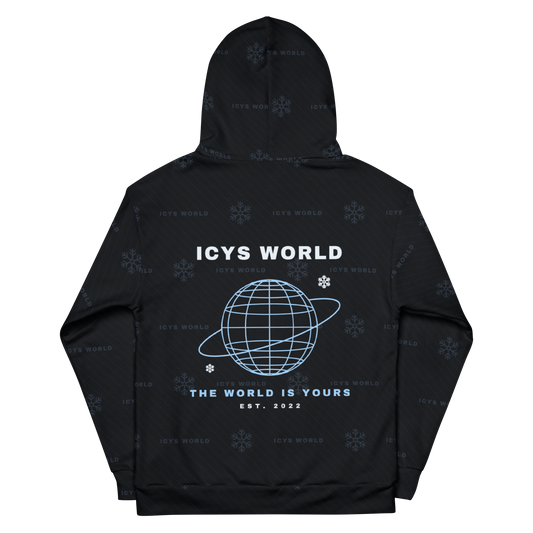 ICYS WORLD Frost Monogram All-Over Hoodie – iced-out streetwear all-over print hoodie, back view