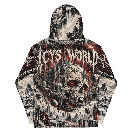 ICYS WORLD Skull All-Over Hoodie – all-over print hoodie, back view