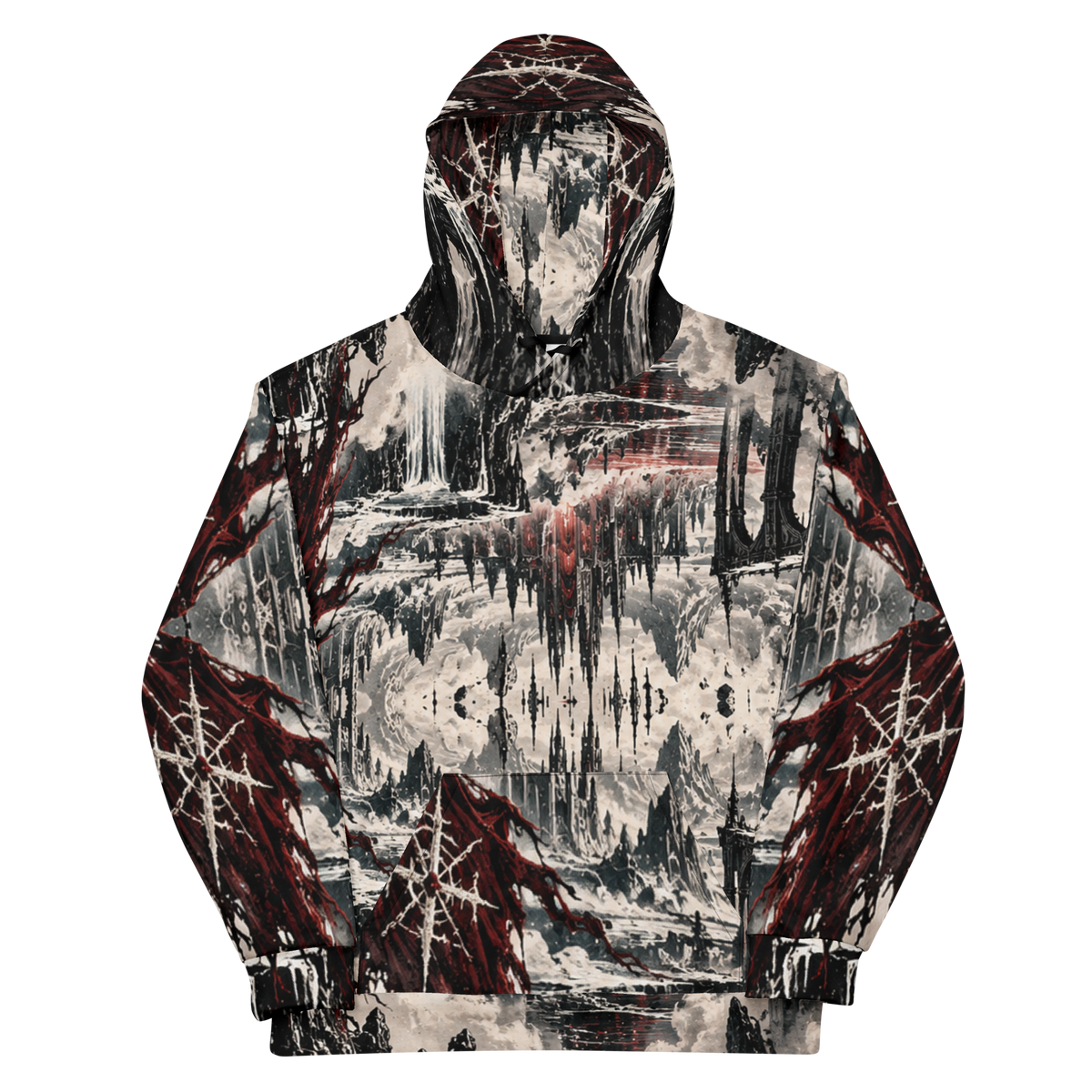 ICYS WORLD Skull All-Over Hoodie – all-over print hoodie, front view