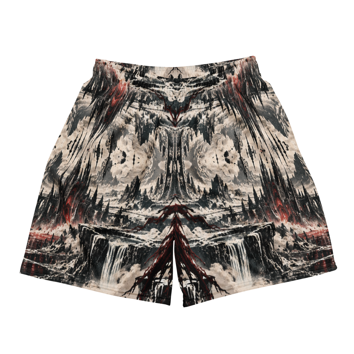 ICYS WORLD Skull Mesh Shorts – all-over print mesh shorts, front view