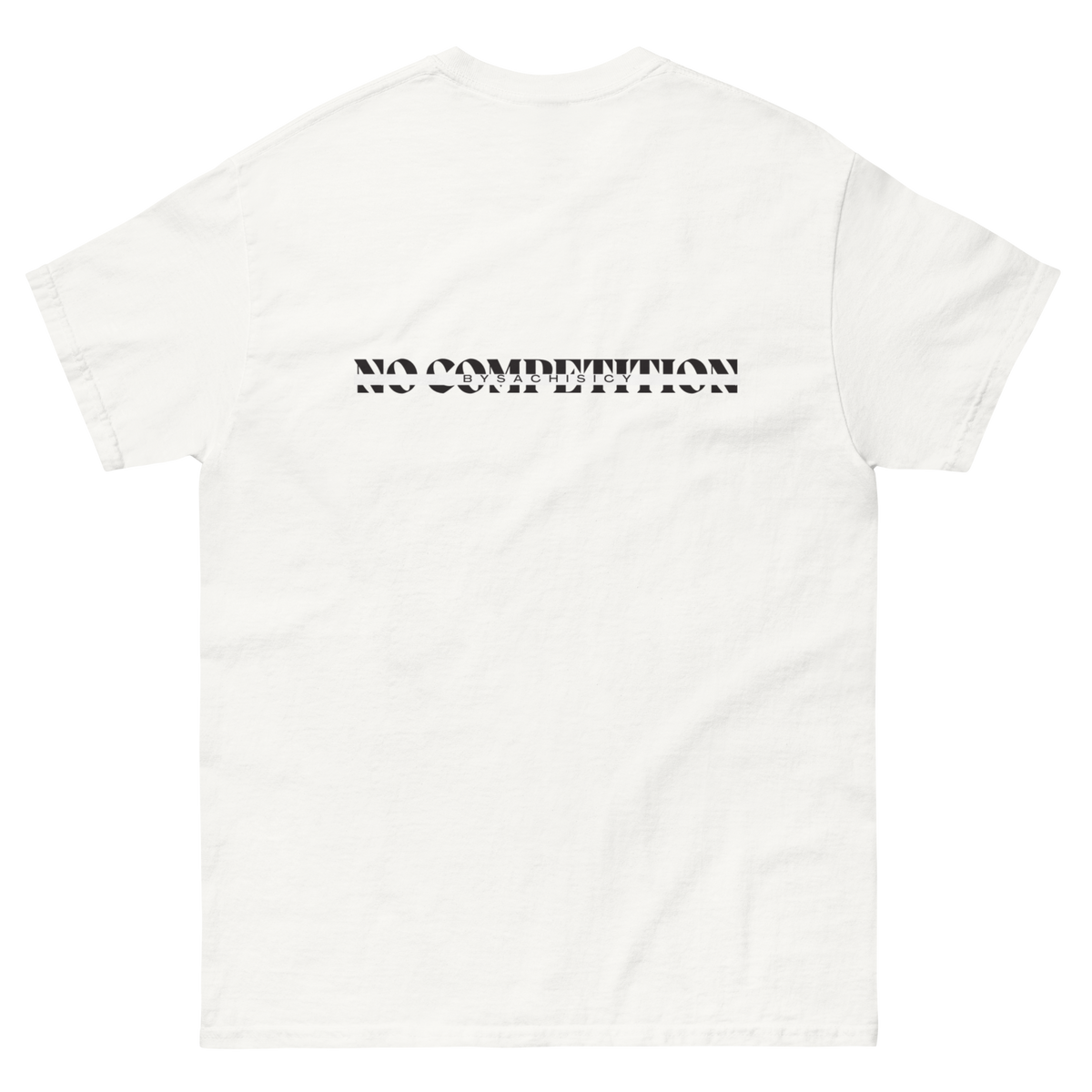 No Competition Tee – iced-out streetwear graphic tee, white, back view