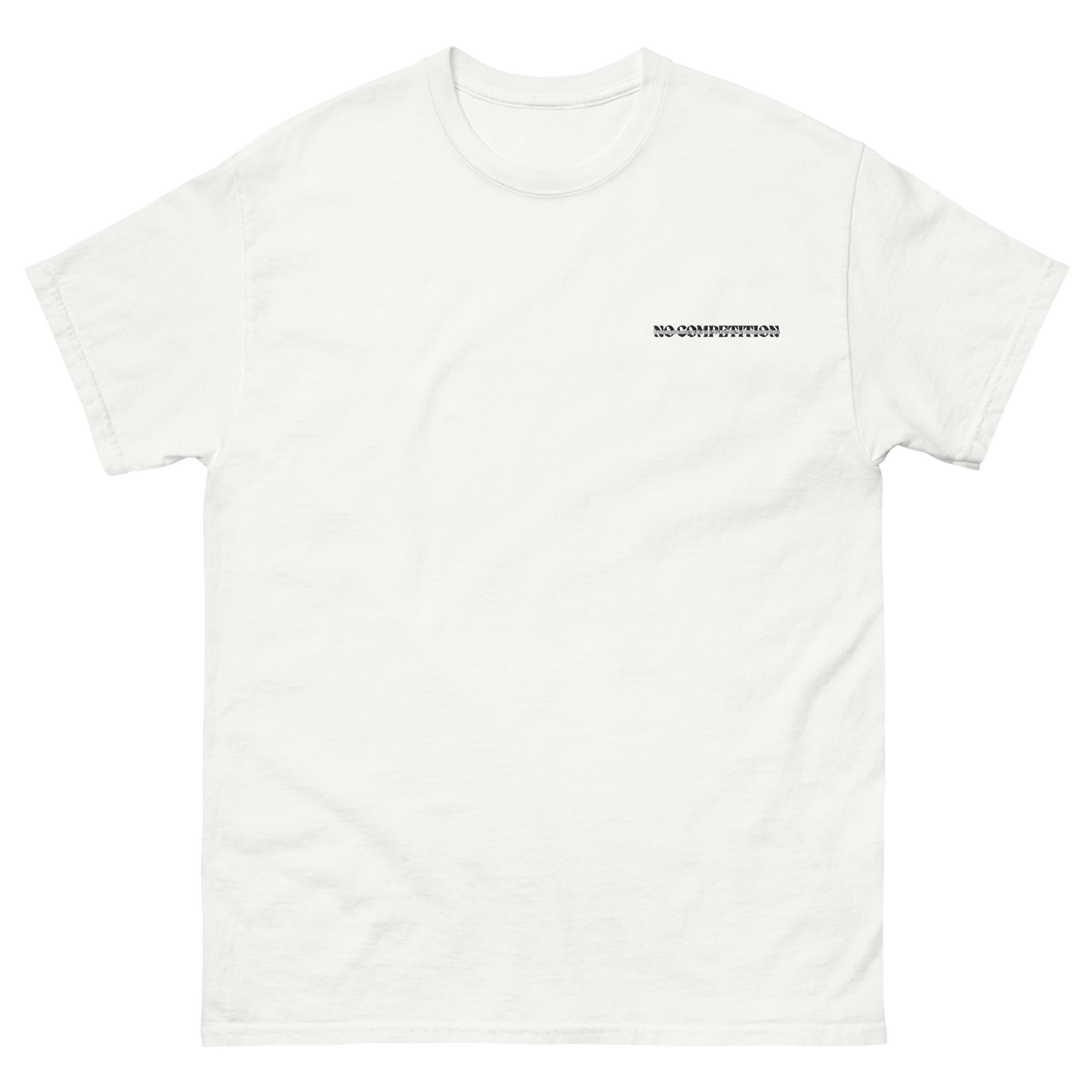 No Competition Tee – iced-out streetwear graphic tee, white, front view