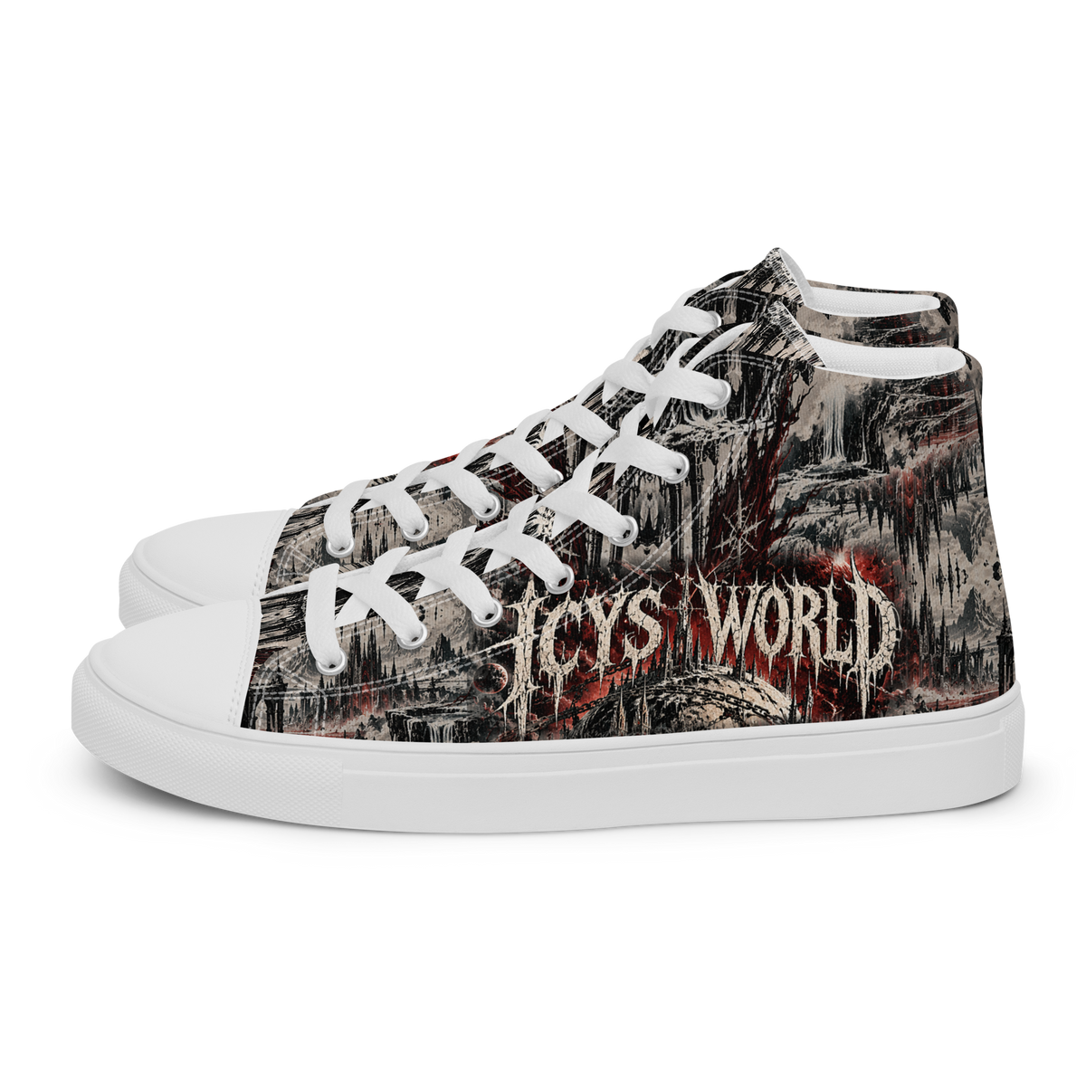 ICYS WORLD Skull High-Tops – all-over print high-top sneakers, left view
