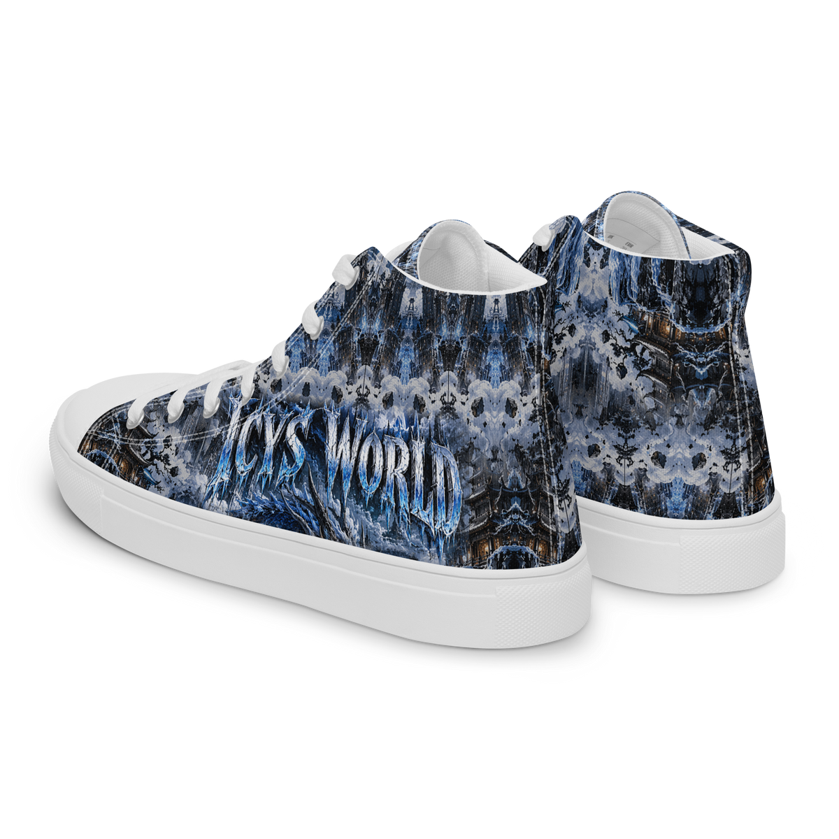 ICYS WORLD Dragon High-Tops – all-over print high-top sneakers, left back view