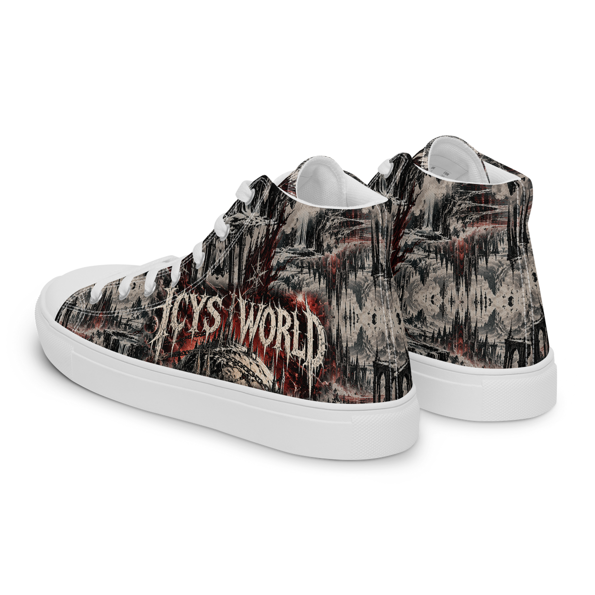ICYS WORLD Skull High-Tops – all-over print high-top sneakers, left back view