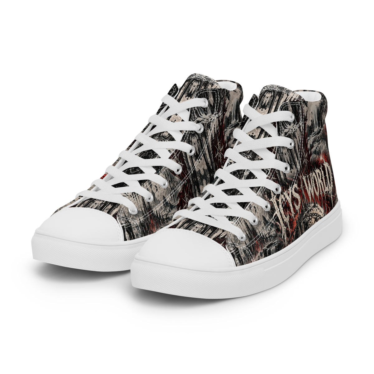 ICYS WORLD Skull High-Tops – all-over print high-top sneakers, left front view