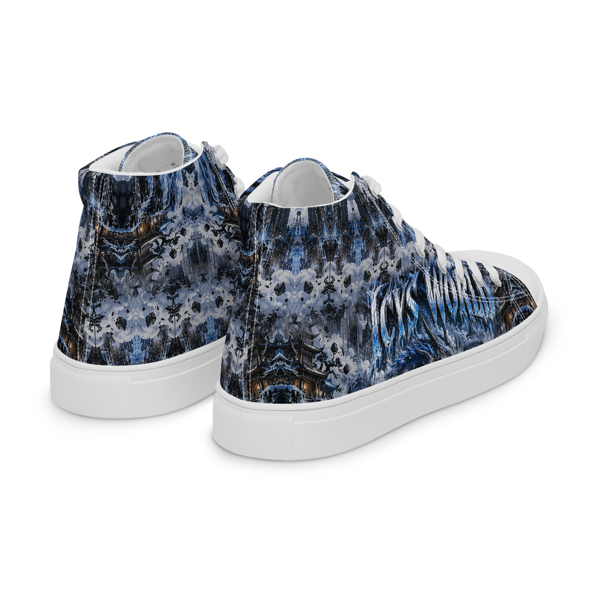ICYS WORLD Dragon High-Tops – all-over print high-top sneakers, right back view