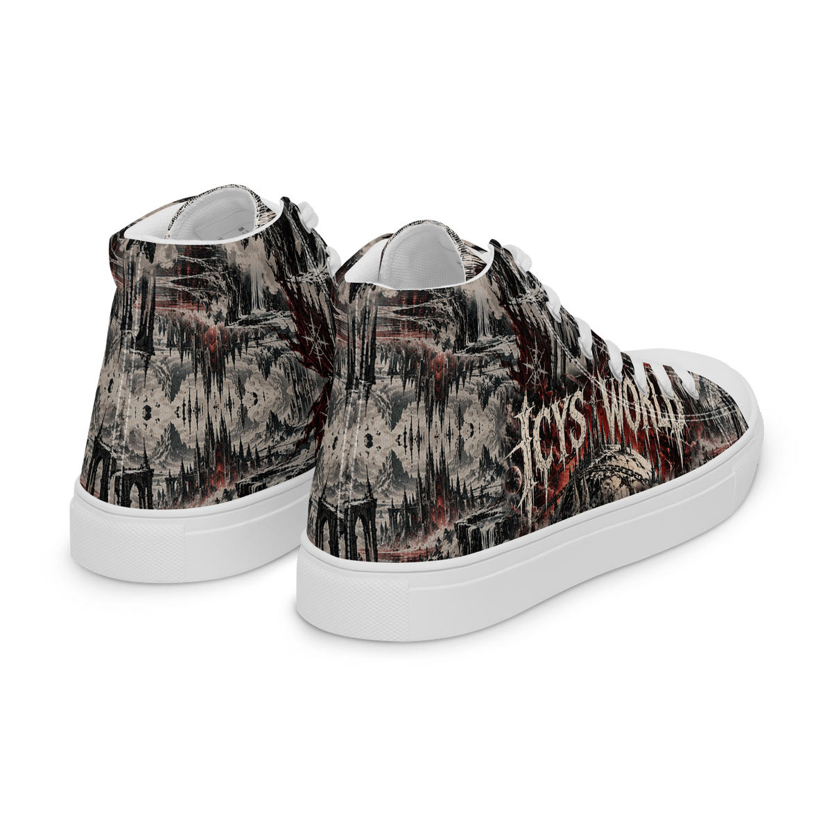 ICYS WORLD Skull High-Tops – all-over print high-top sneakers, right back view
