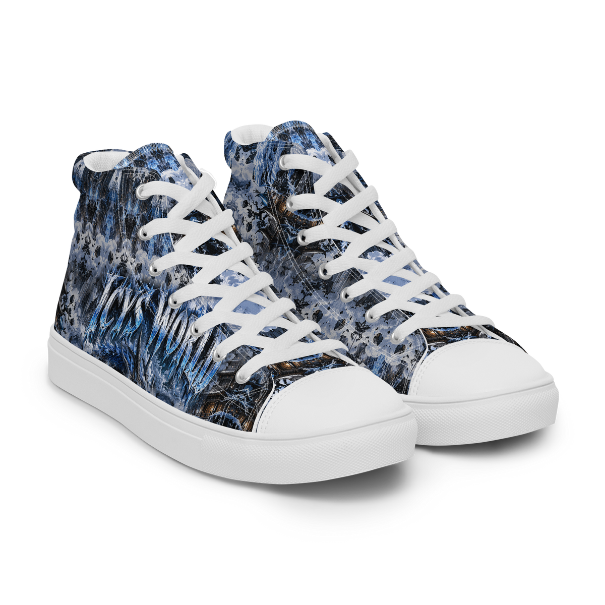 ICYS WORLD Dragon High-Tops – all-over print high-top sneakers, right front view