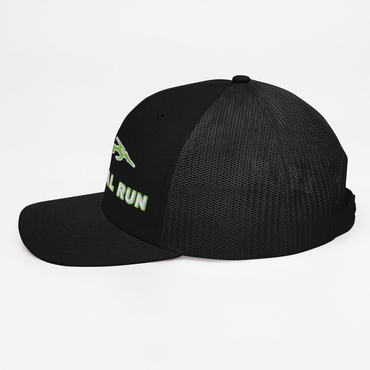 ICYS WORLD Thermal Run trucker hat, left side view