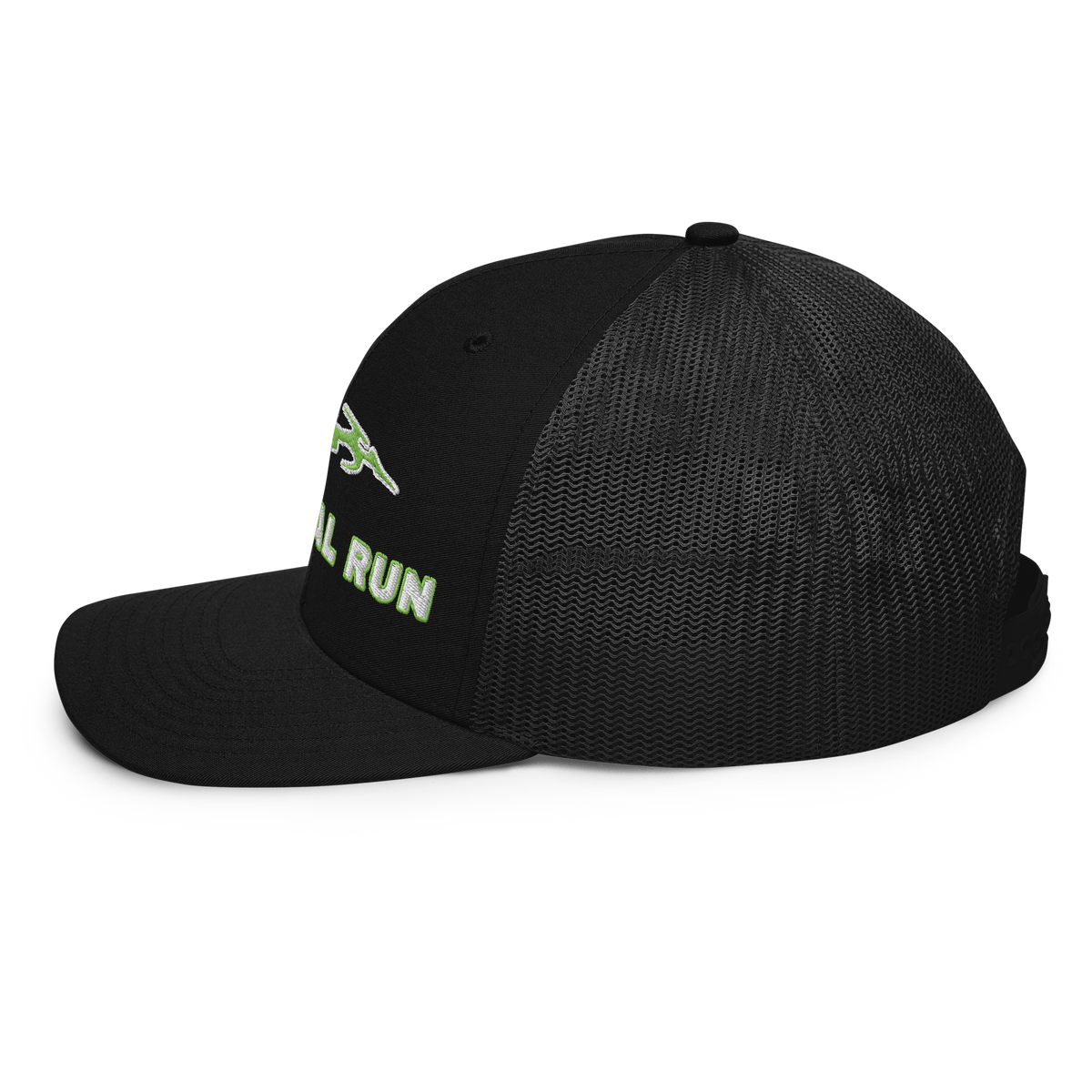 ICYS WORLD Thermal Run trucker hat, left side view