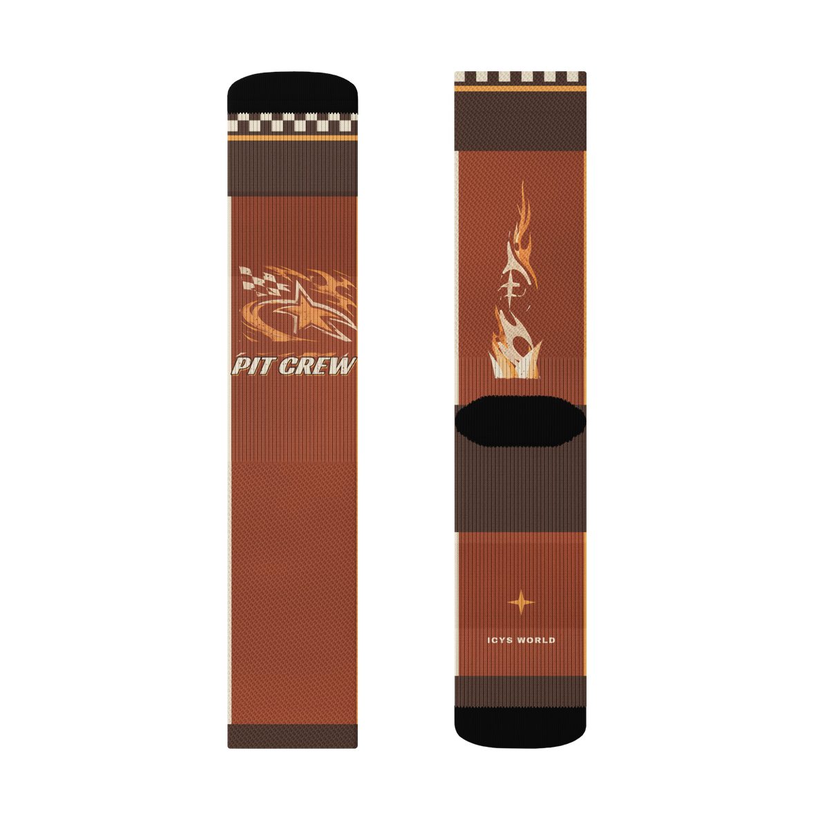 ICYS WORLD Pit Crew socks, detail view