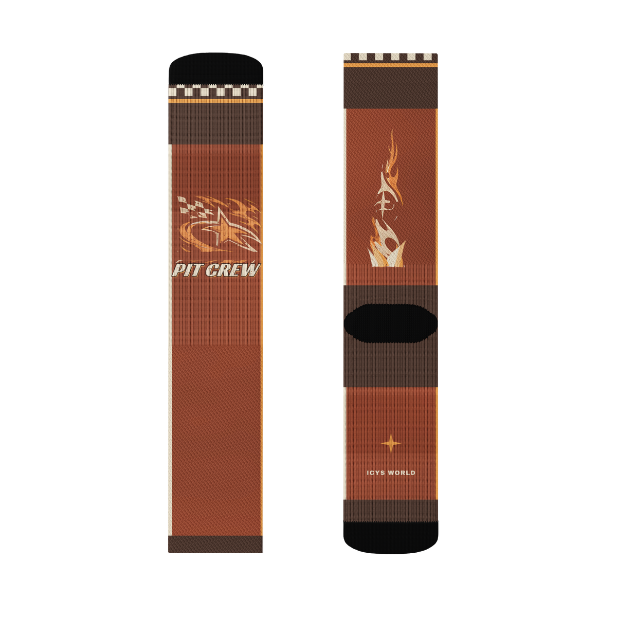 ICYS WORLD Pit Crew socks, detail view