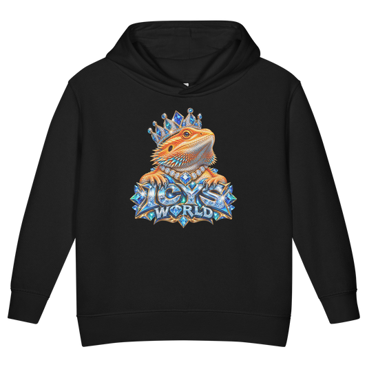ICYS WORLD Kids Crown Lizard Hoodie – iced-out streetwear toddler graphic hoodie, black, front view