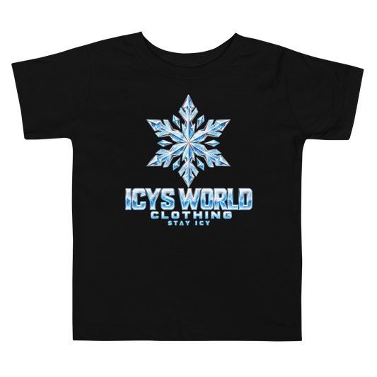 ICYS WORLD Kids Snowflake Tee – iced-out streetwear toddler graphic tee, black, front view