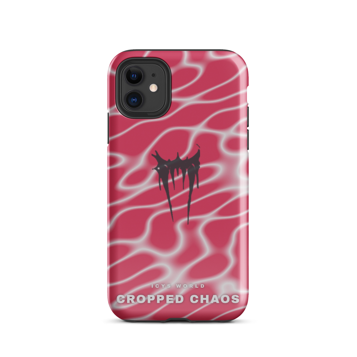 ICYS WORLD Cropped Chaos iPhone case on iPhone 11, glossy finish
