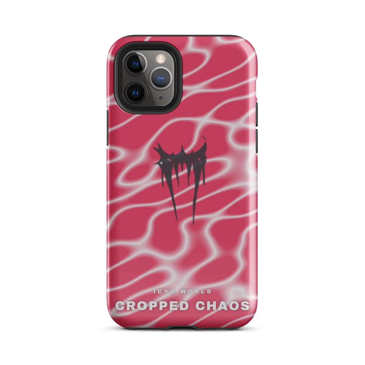 ICYS WORLD Cropped Chaos iPhone case on iPhone 11 Pro, glossy finish
