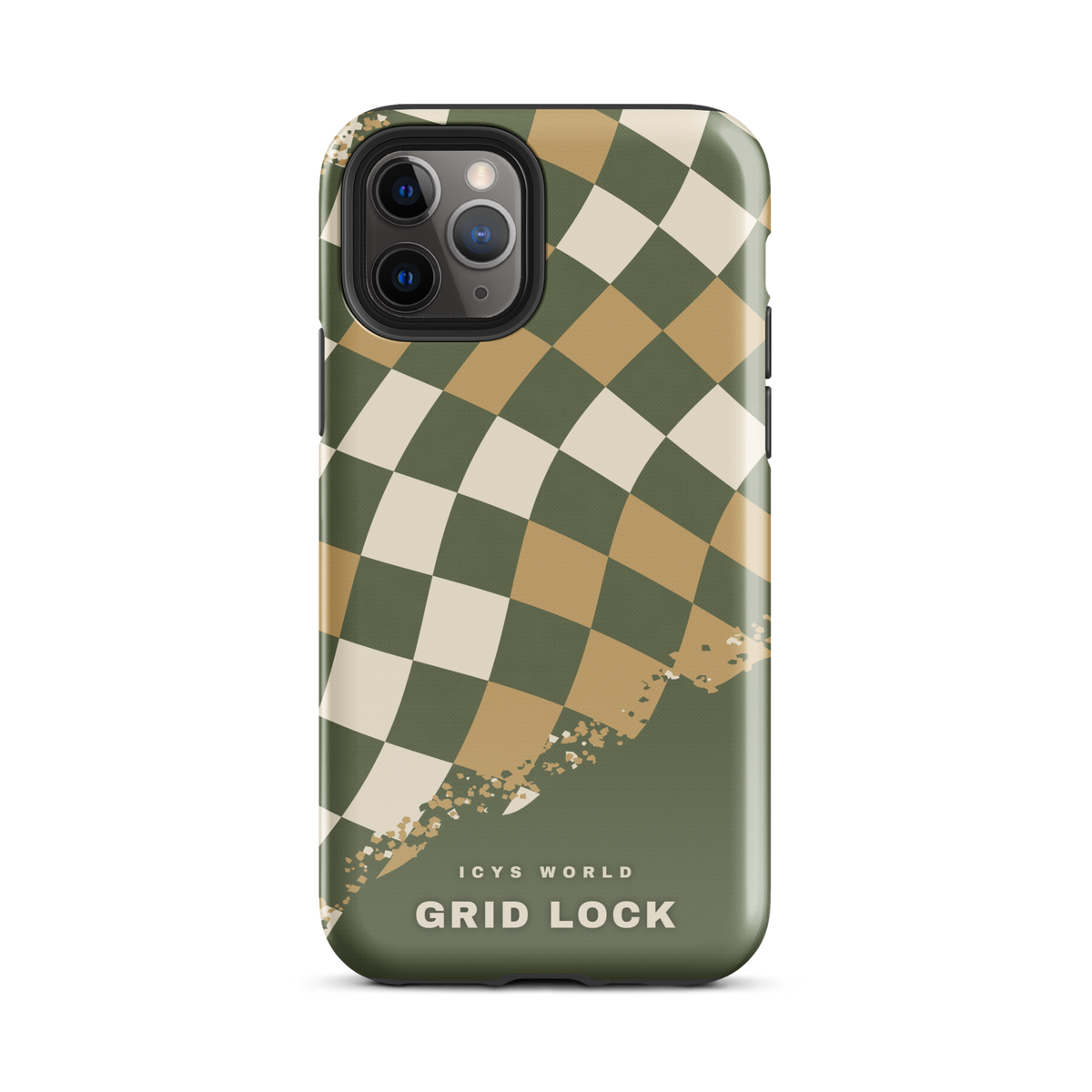 ICYS WORLD Grid Lock iPhone case on iPhone 11 Pro, glossy finish