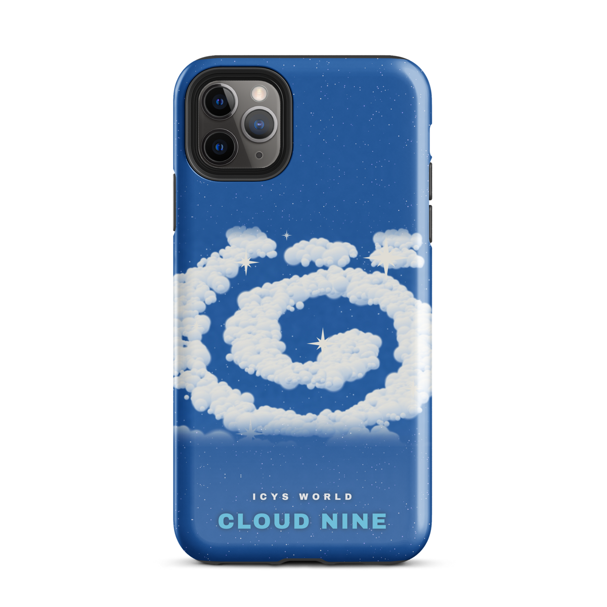 ICYS WORLD Cloud Nine iPhone case on iPhone 11 Pro Max, glossy finish