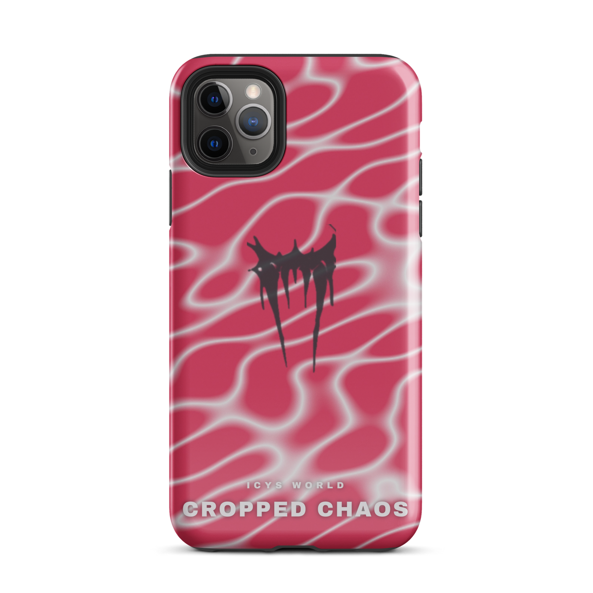 ICYS WORLD Cropped Chaos iPhone case on iPhone 11 Pro Max, glossy finish