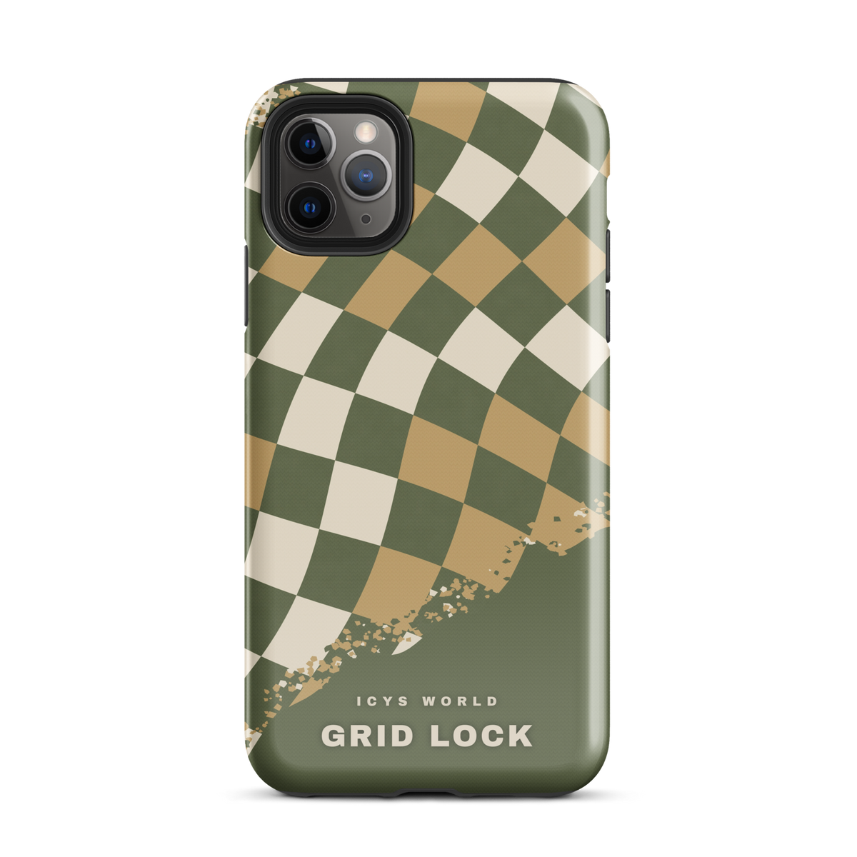ICYS WORLD Grid Lock iPhone case on iPhone 11 Pro Max, glossy finish