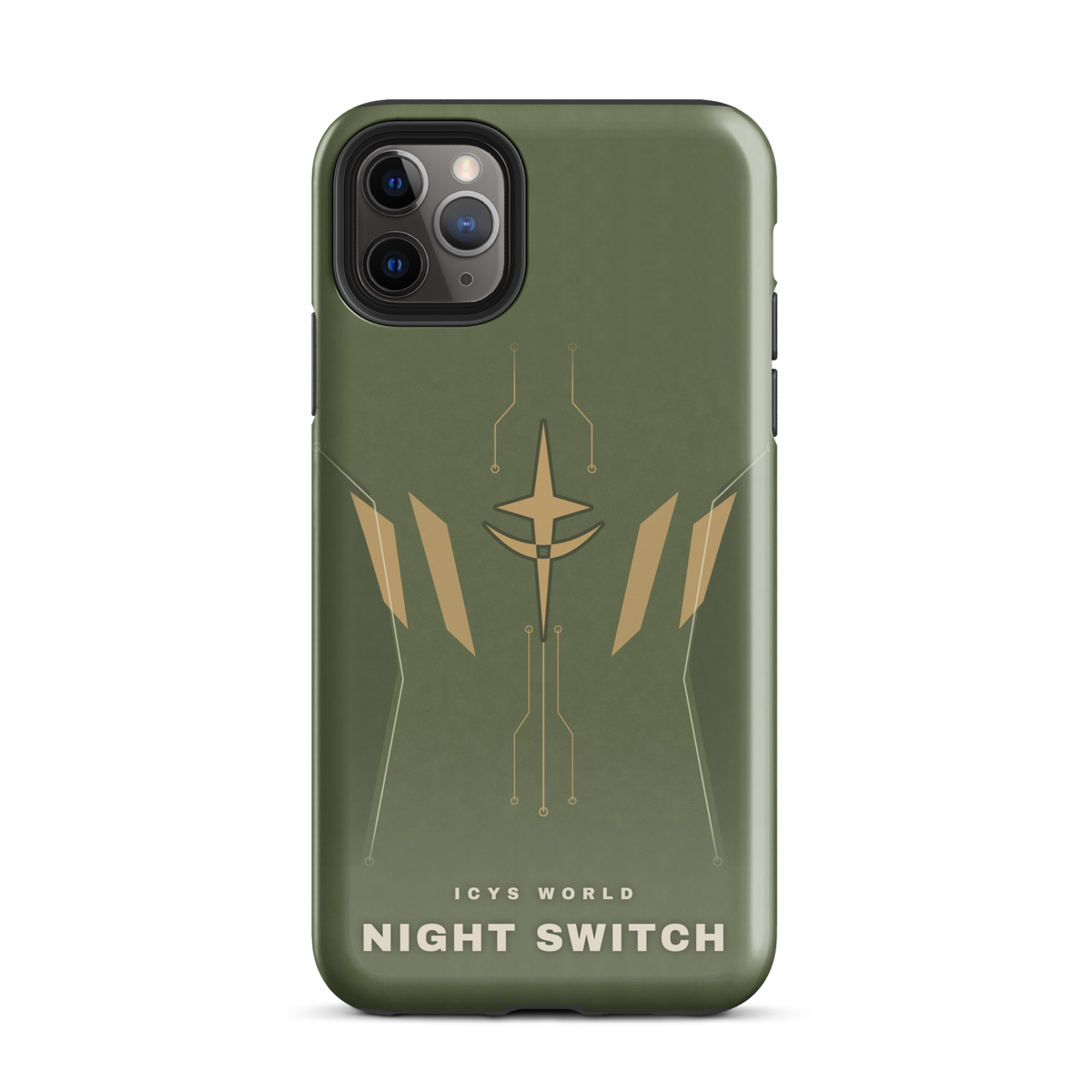 ICYS WORLD Night Switch iPhone case on iPhone 11 Pro Max, glossy finish