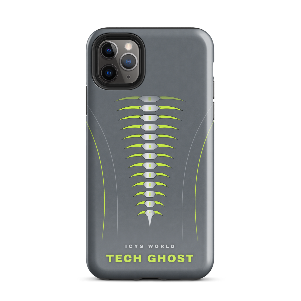 ICYS WORLD Tech Ghost iPhone case on iPhone 11 Pro Max, glossy finish