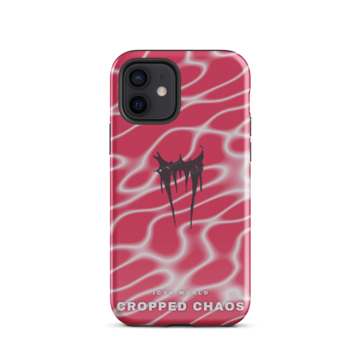 ICYS WORLD Cropped Chaos iPhone case on iPhone 12, glossy finish