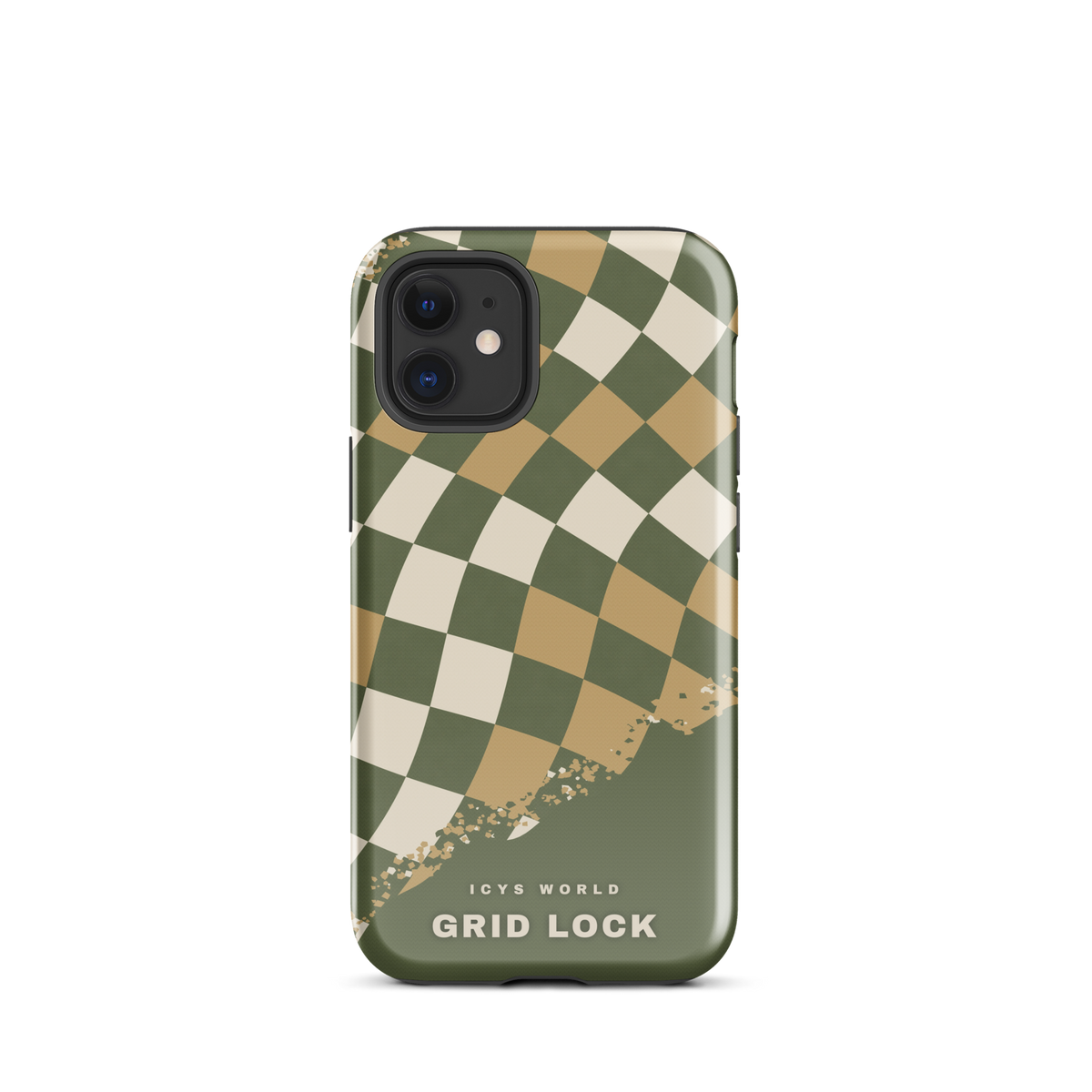 ICYS WORLD Grid Lock iPhone case on iPhone 12 mini, glossy finish