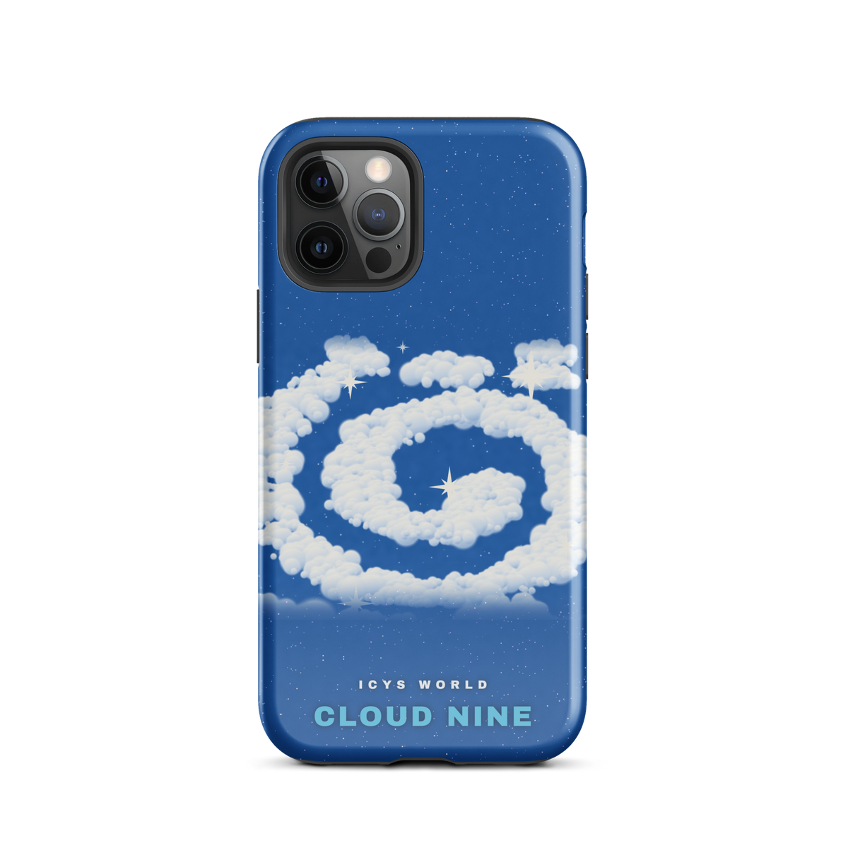 ICYS WORLD Cloud Nine iPhone case on iPhone 12 Pro, glossy finish