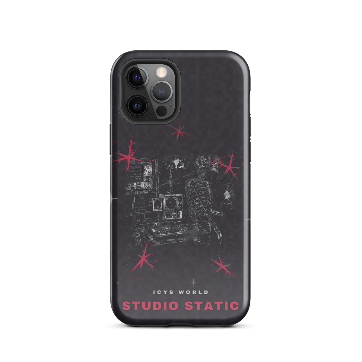 ICYS WORLD Studio Static iPhone case on iPhone 12 Pro, glossy finish
