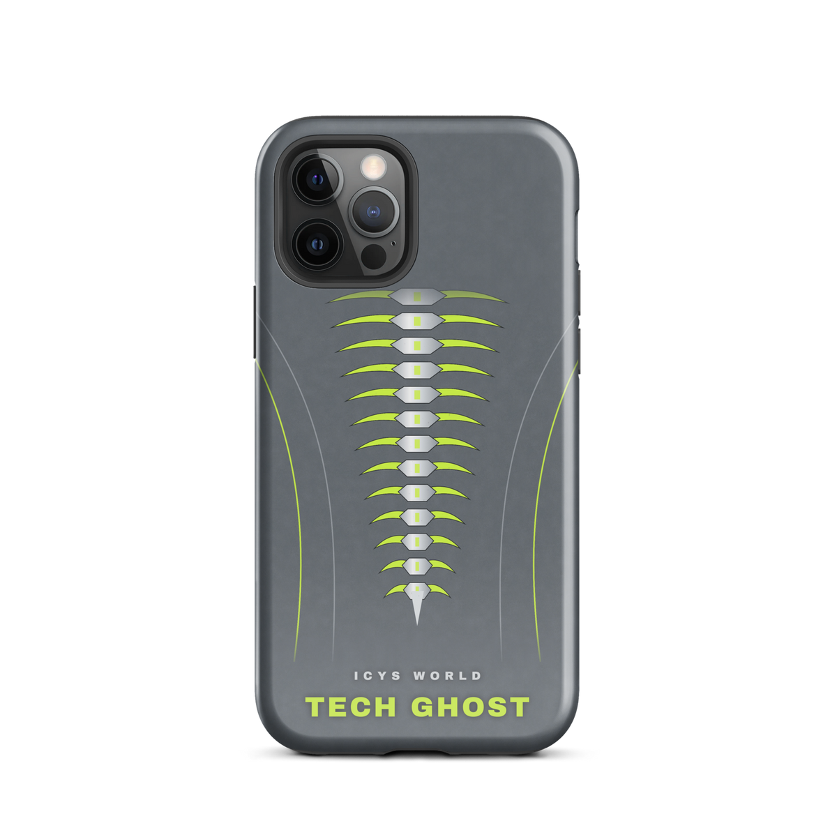 ICYS WORLD Tech Ghost iPhone case on iPhone 12 Pro, glossy finish