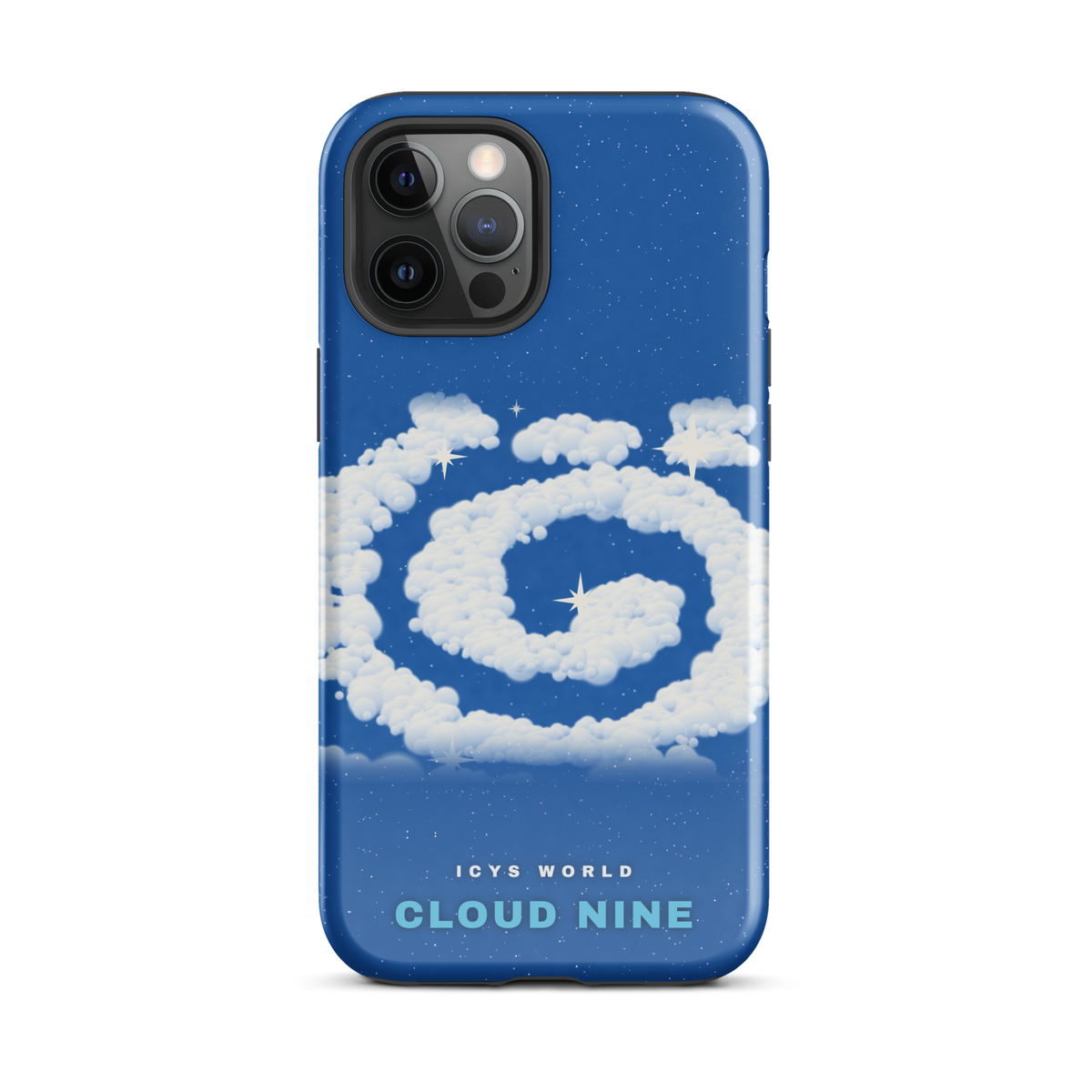 ICYS WORLD Cloud Nine iPhone case on iPhone 12 Pro Max, glossy finish