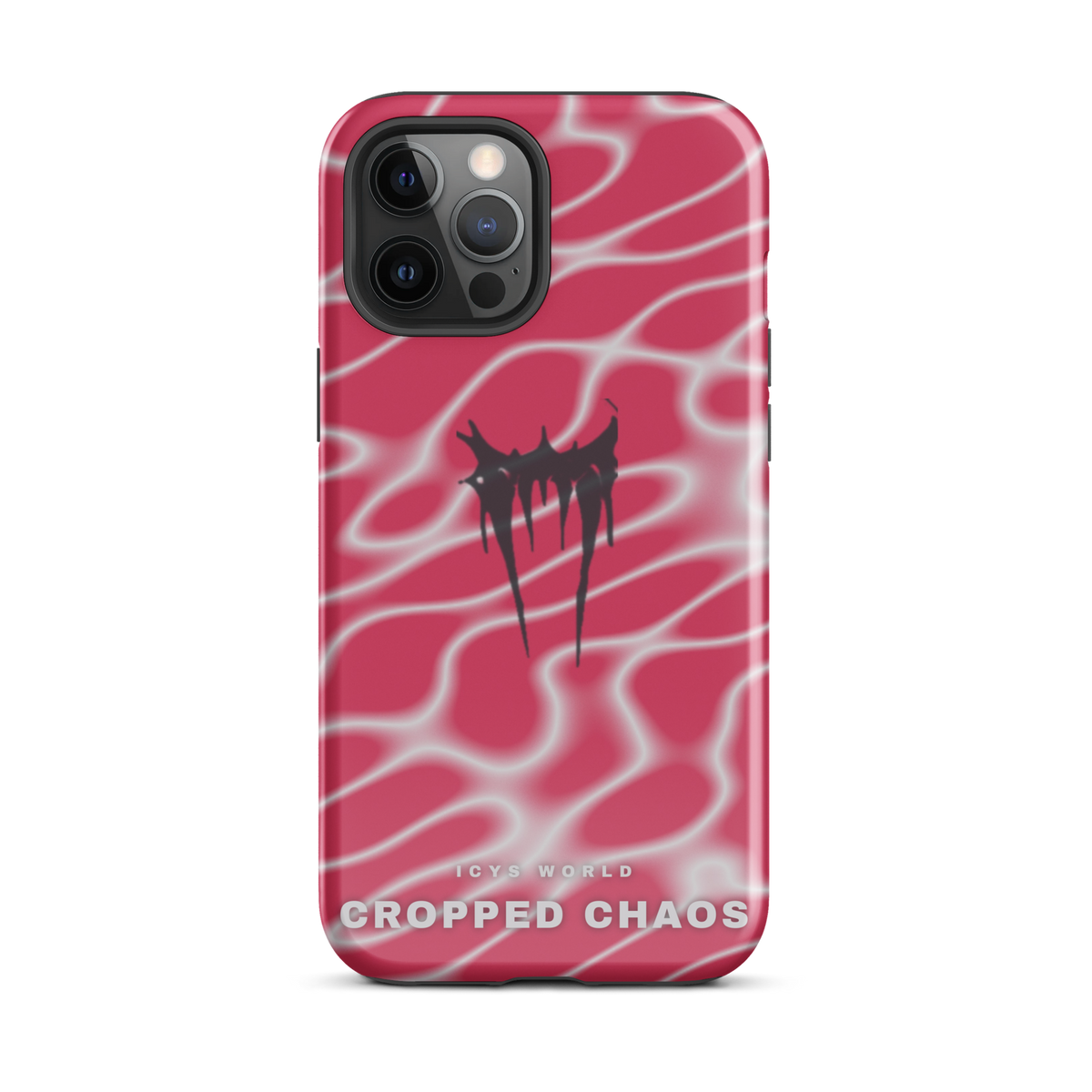 ICYS WORLD Cropped Chaos iPhone case on iPhone 12 Pro Max, glossy finish