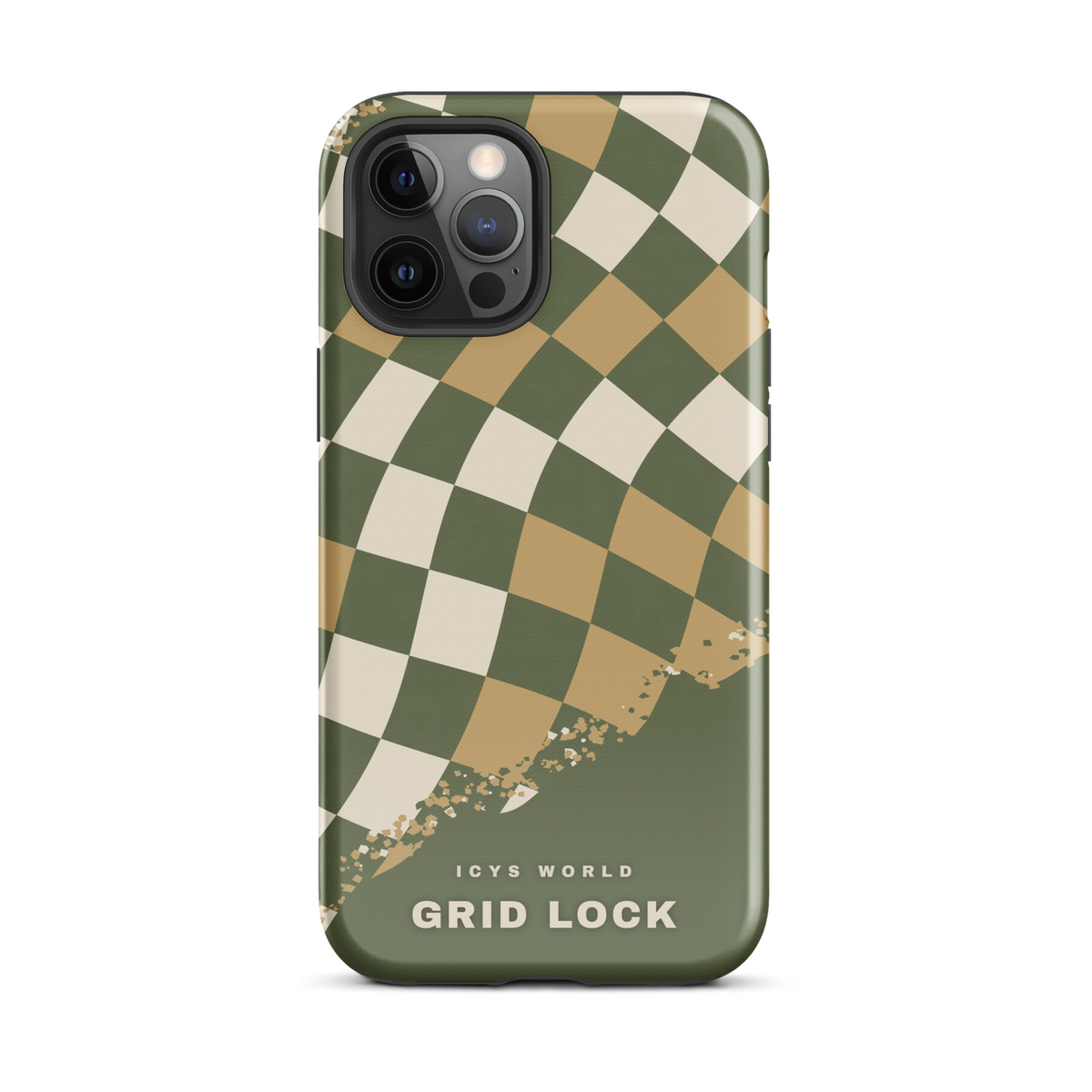 ICYS WORLD Grid Lock iPhone case on iPhone 12 Pro Max, glossy finish