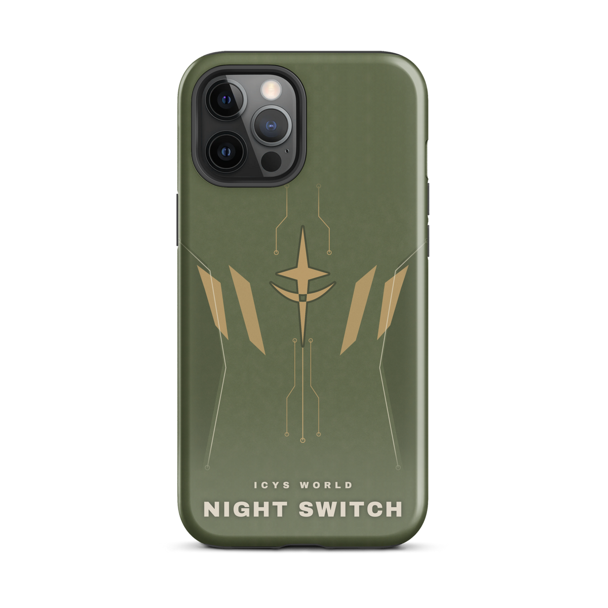 ICYS WORLD Night Switch iPhone case on iPhone 12 Pro Max, glossy finish