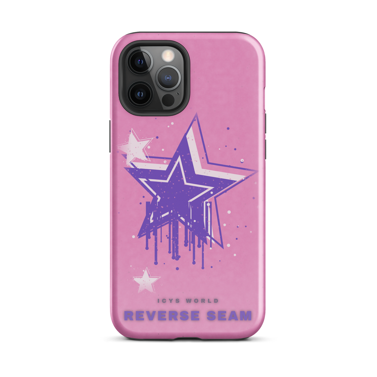 ICYS WORLD Reverse Seam iPhone case on iPhone 12 Pro Max, glossy finish