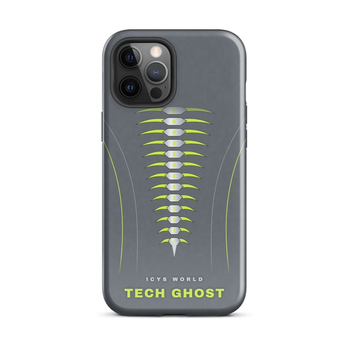 ICYS WORLD Tech Ghost iPhone case on iPhone 12 Pro Max, glossy finish