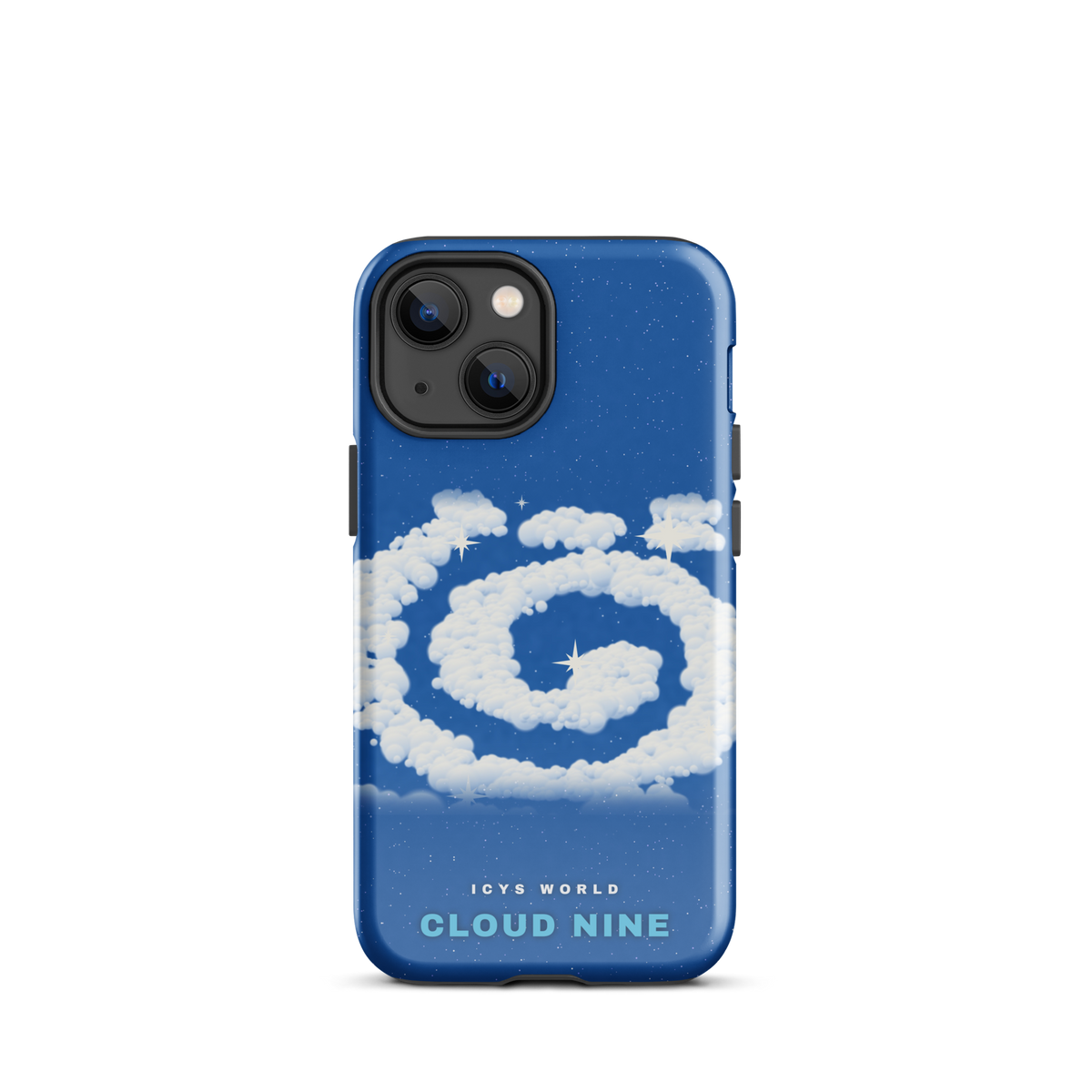 ICYS WORLD Cloud Nine iPhone case on iPhone 13 mini, glossy finish