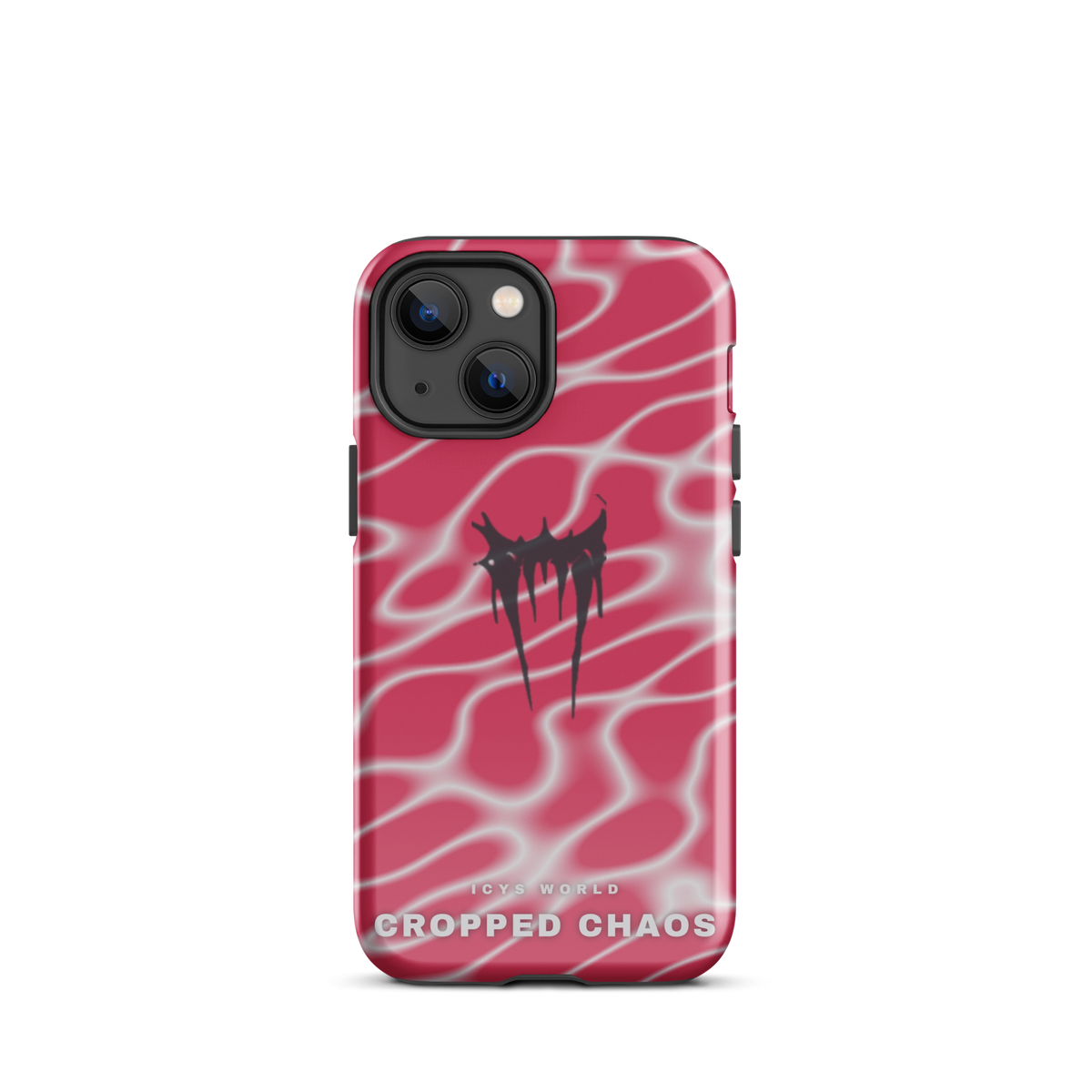 ICYS WORLD Cropped Chaos iPhone case on iPhone 13 mini, glossy finish