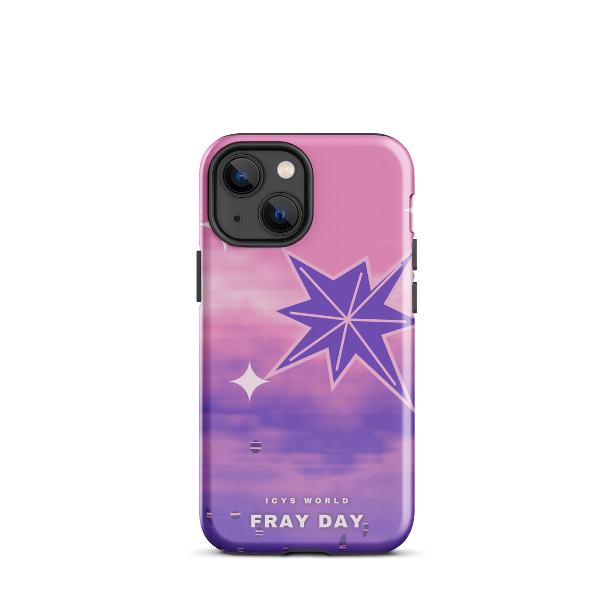 ICYS WORLD Fray Day iPhone case on iPhone 13 mini, glossy finish