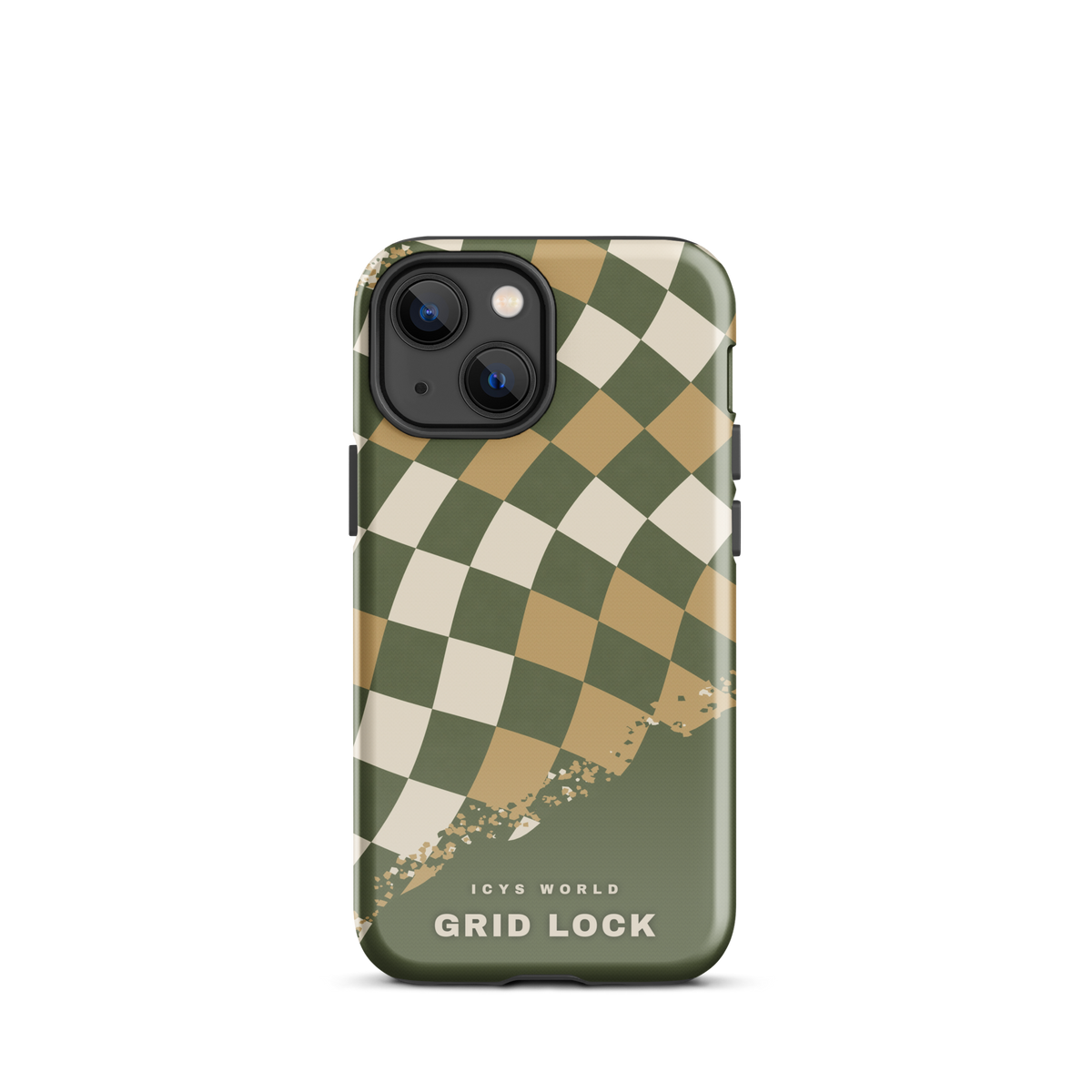 ICYS WORLD Grid Lock iPhone case on iPhone 13 mini, glossy finish