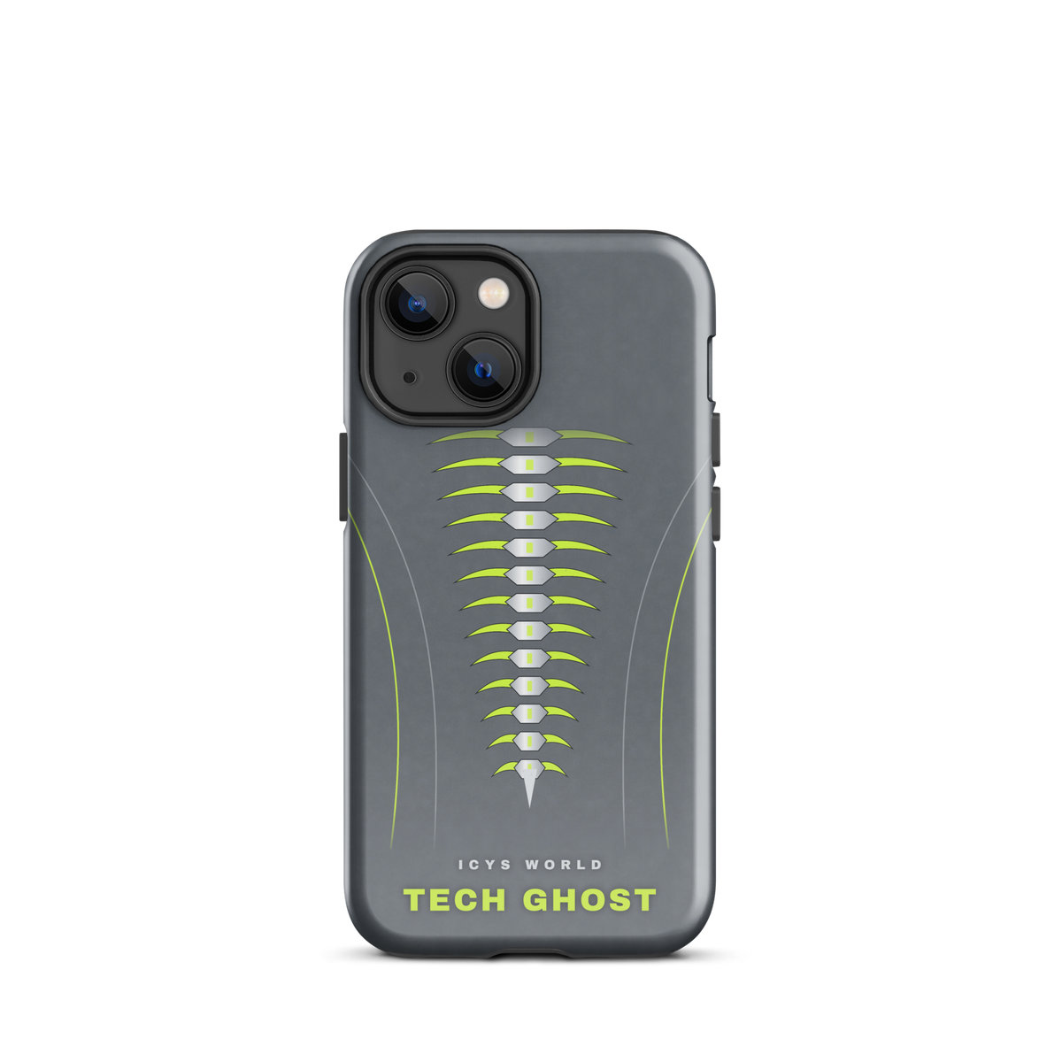 ICYS WORLD Tech Ghost iPhone case on iPhone 13 mini, glossy finish