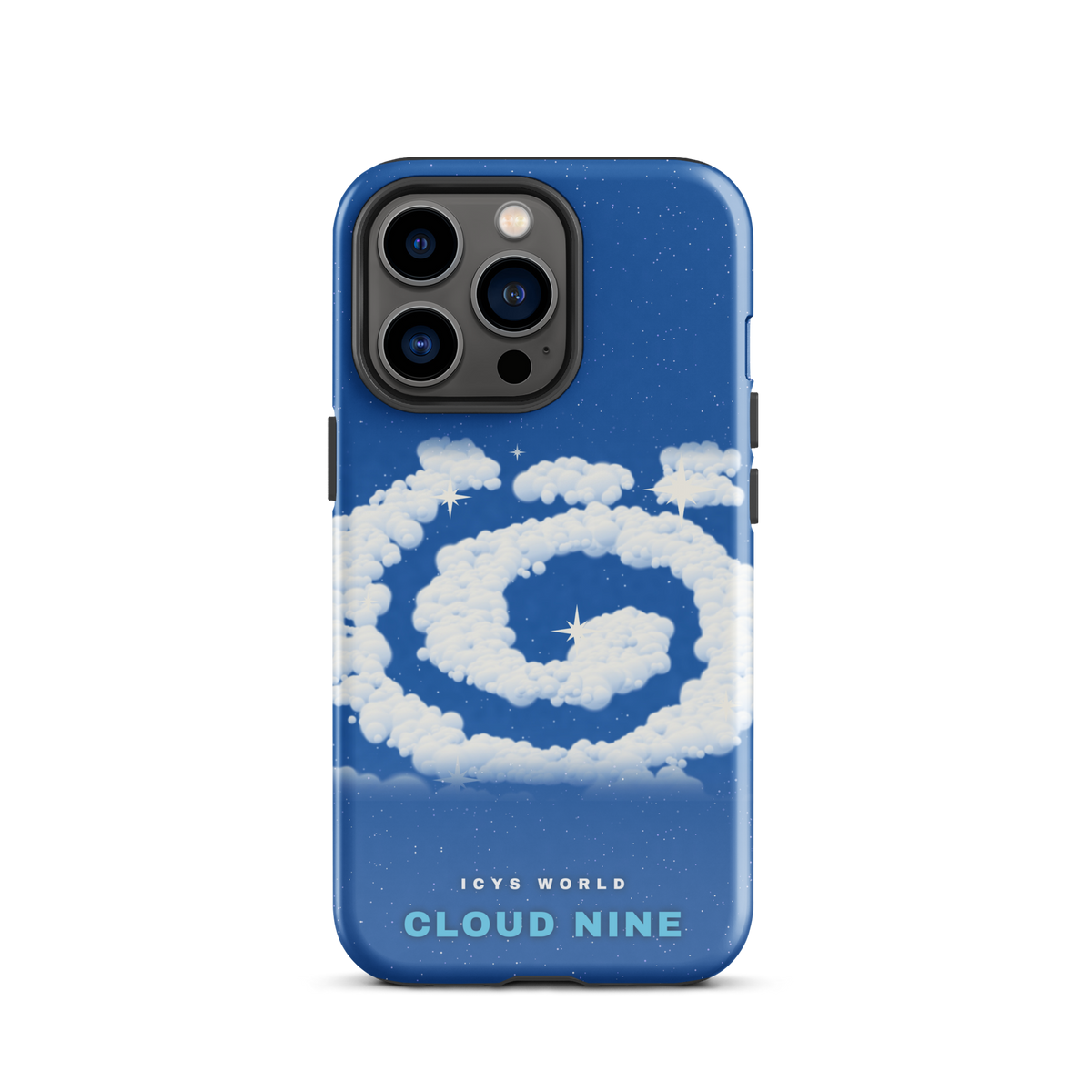 ICYS WORLD Cloud Nine iPhone case on iPhone 13 Pro, glossy finish
