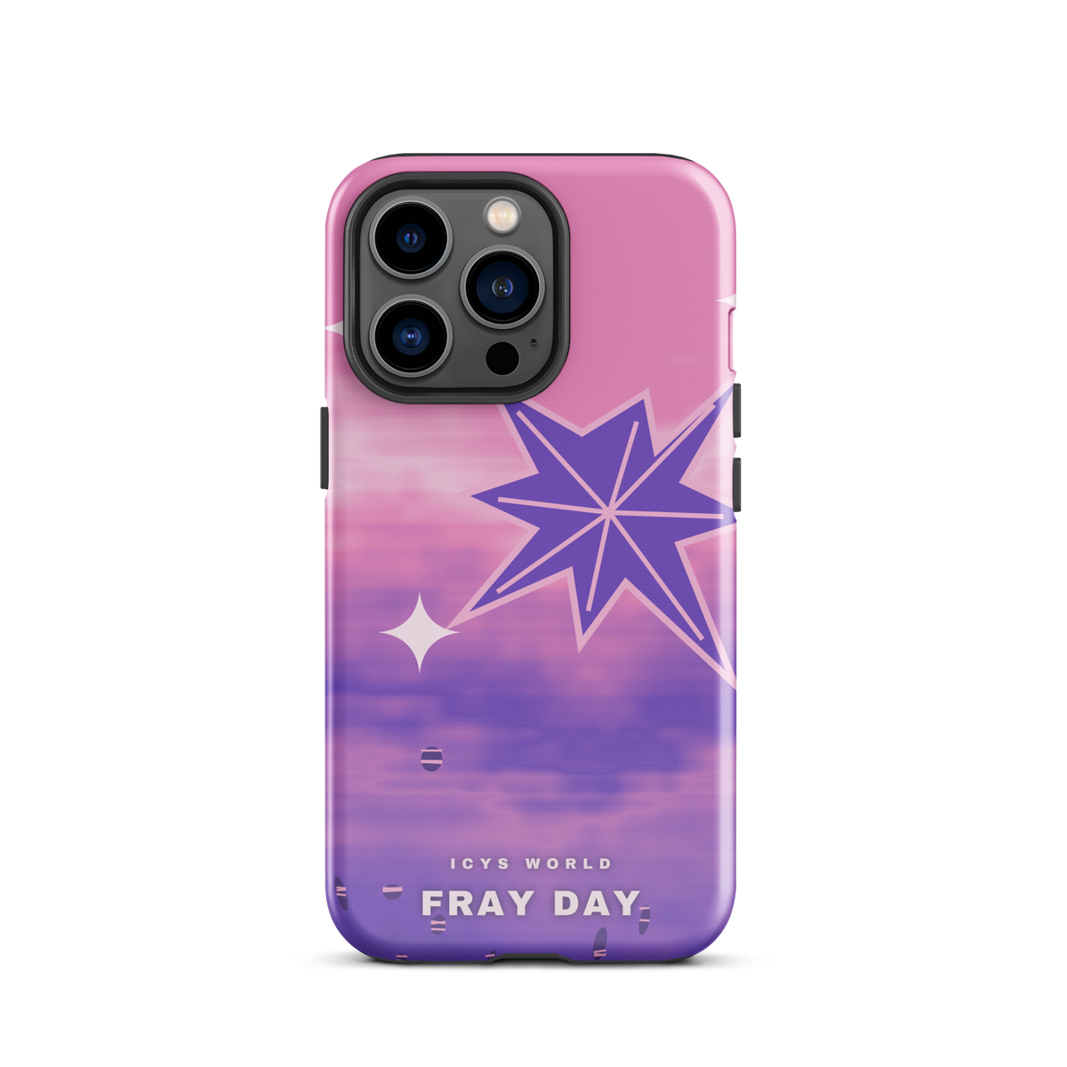 ICYS WORLD Fray Day iPhone case on iPhone 13 Pro, glossy finish
