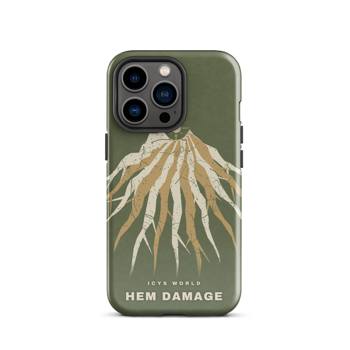 ICYS WORLD Hem Damage iPhone case on iPhone 13 Pro, glossy finish